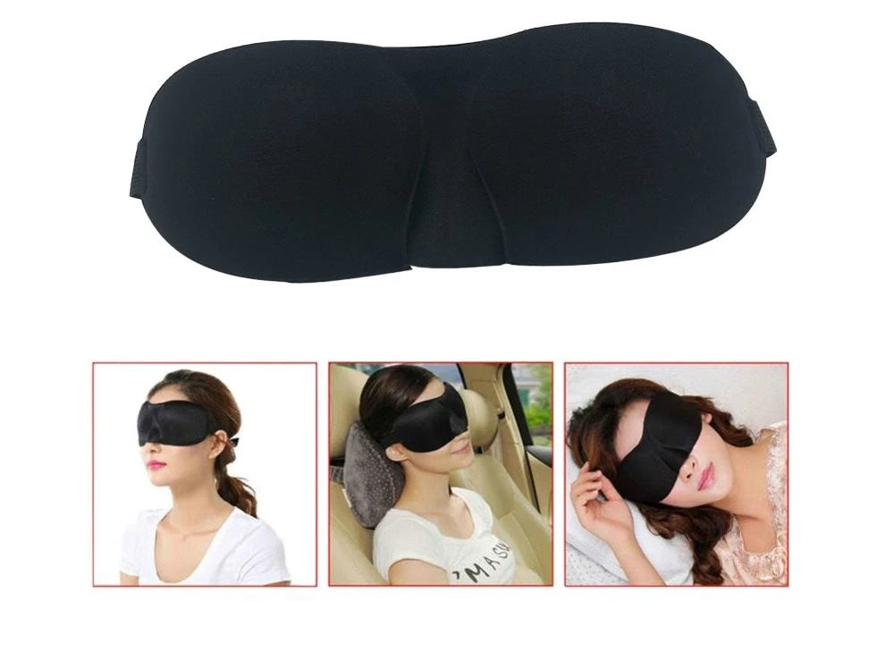 3D Sleep Mask Black – Adjustable Eye Mask with Comfort Padding