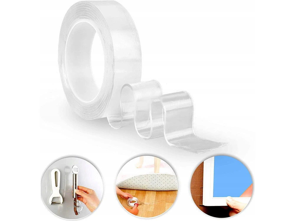 Double-Sided Nano Adhesive Tape Transparent – 1 m × 3 cm