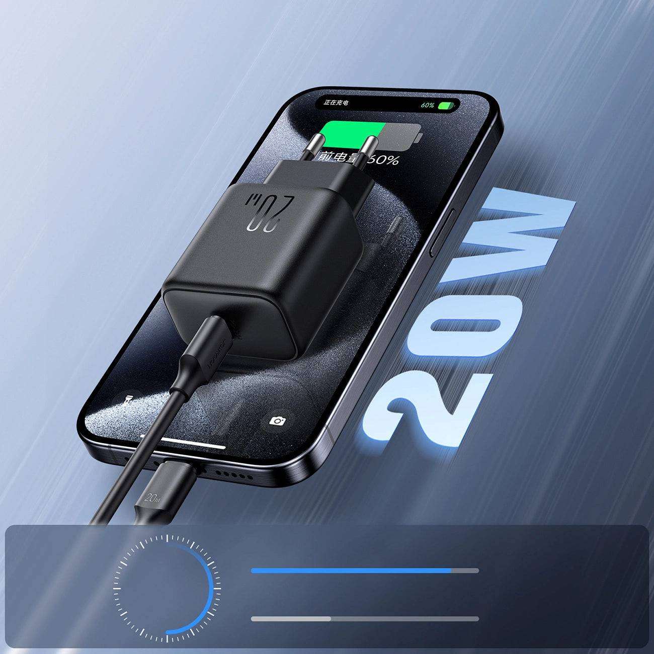 Joyroom JR-TCF20 USB-C PD 20W Charger | Compact & Fast | Black - MIZO.at