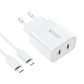 Tech-Protect Ladegerät 20W - USB-C PD & USB-A QC 3.0, Weiß mit Kabel - MIZO.at