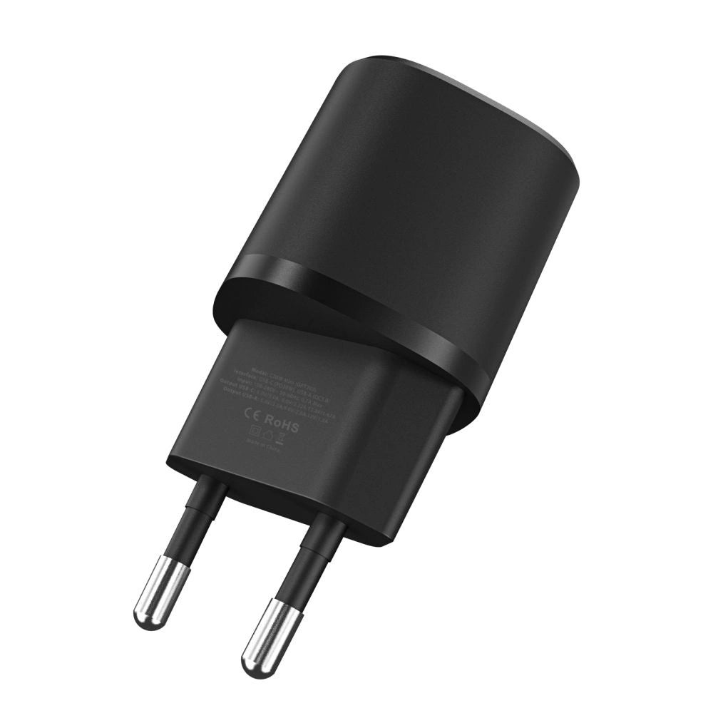 Tech-Protect C20W Mini Charger | USB-C PD 20W & USB-A QC 3.0 | Black - MIZO.at