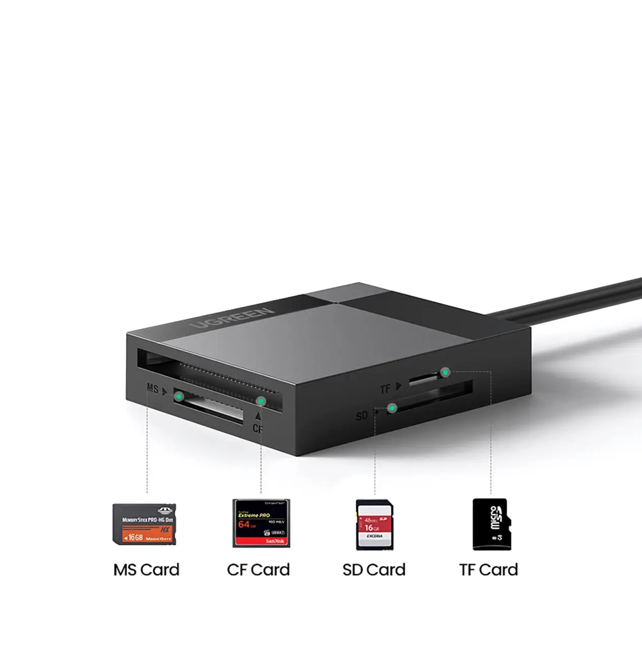 UGREEN Memory Card Reader CR125 30231 | USB 3.0, 4-in-1, 5Gb/s - MIZO.at