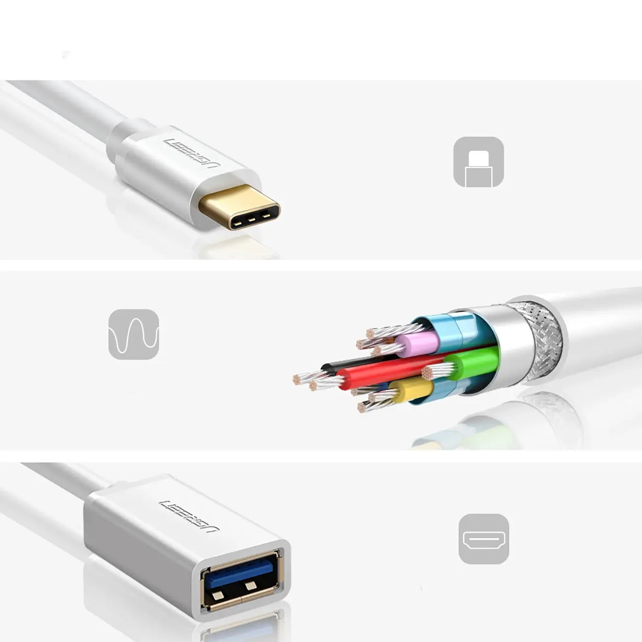 Ugreen US154 USB-A to USB-C OTG Adapter | 5Gbps, White - MIZO.at