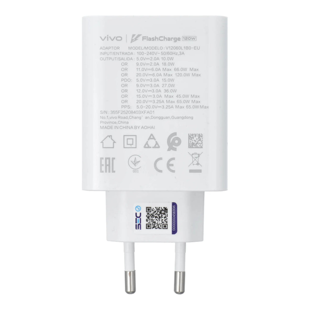 Vivo Original Ladegerät USB-C 120W Flash Charge – Weiß