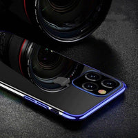 Samsung S22/S22+ Clear Case | Blue Metallic Frame TPU Gel Cover - MIZO.at