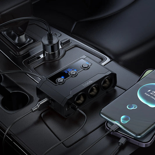 Hoco Z64 KFZ Ladegerät – 240W, 2x USB-A, 2x USB-C, Schwarz