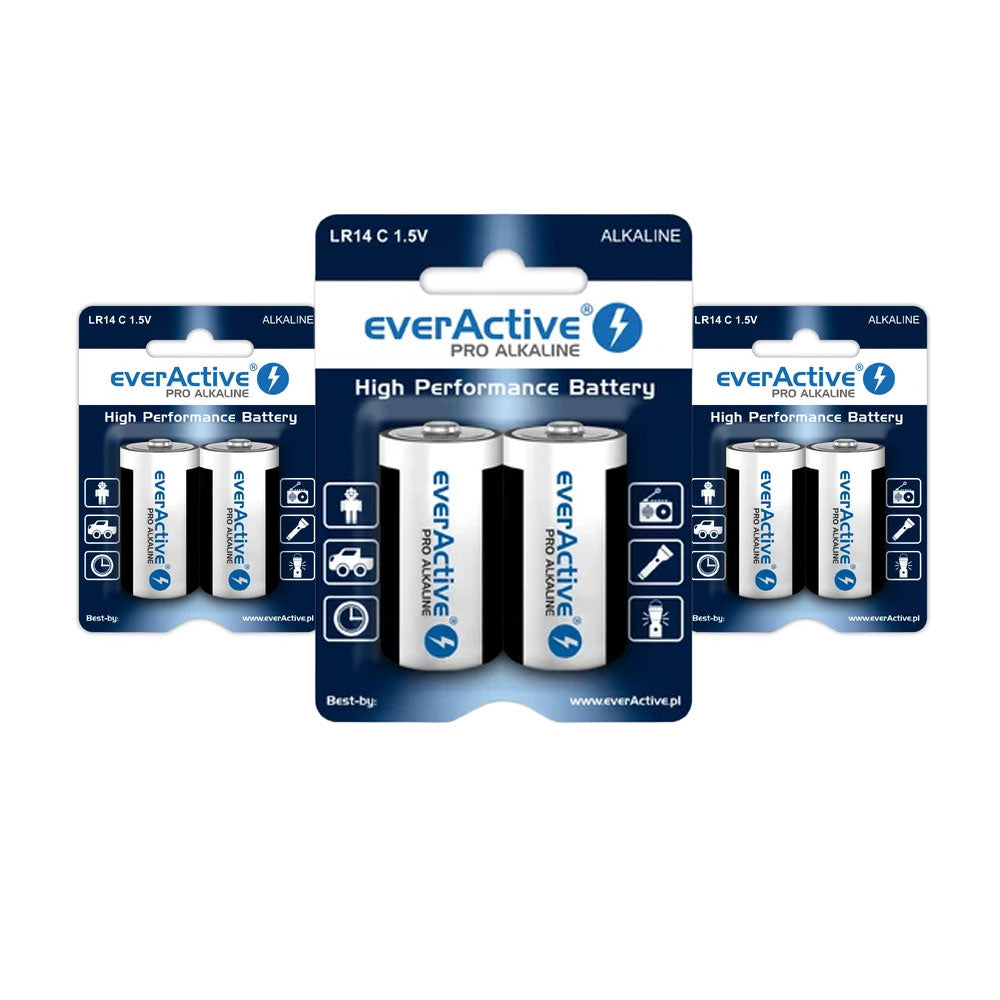 everActive Pro C LR14 1,5V Alkaline-Batterien – 6 Stück (3 × 2er Blister)