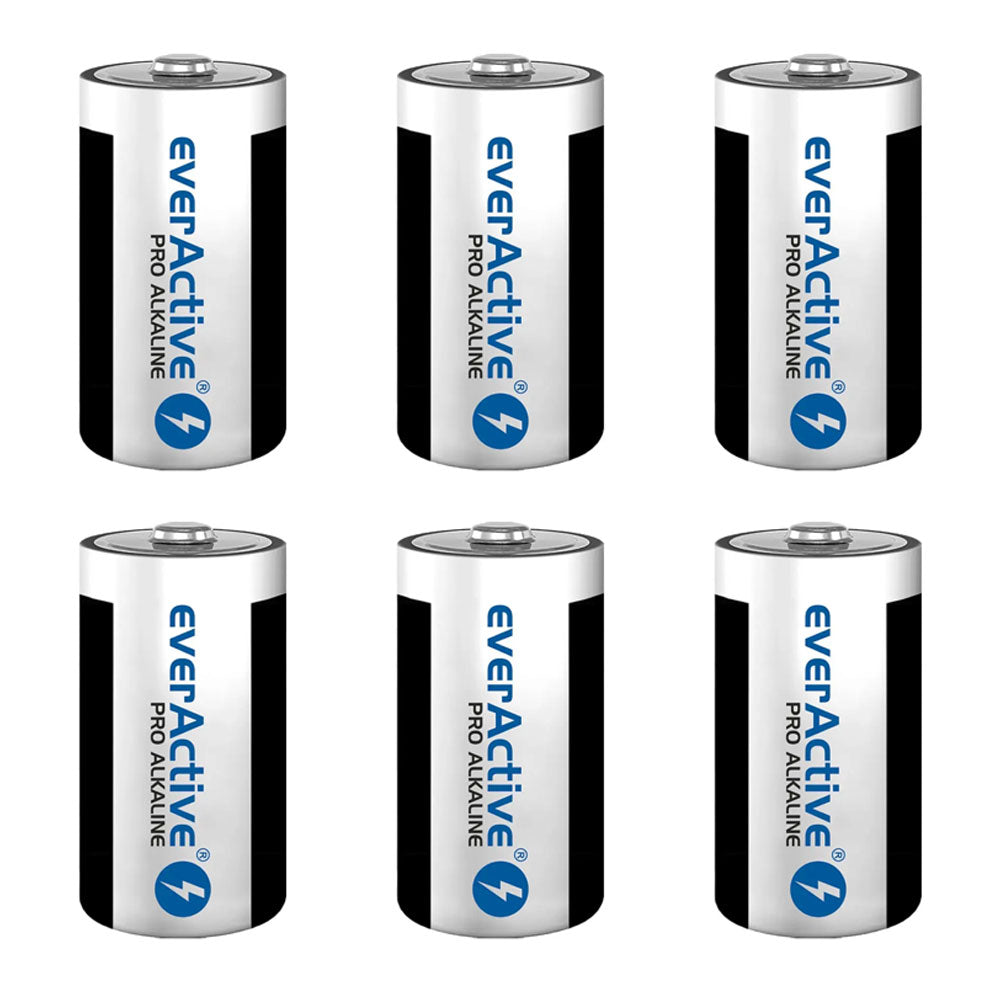 everActive Pro D LR20 1,5V Alkaline-Batterien – 6 Stück (3 × 2er Blister)