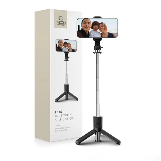 Tech-Protect L02S Bluetooth Selfie Stick | Tripod & Remote Control (Black) - MIZO.at