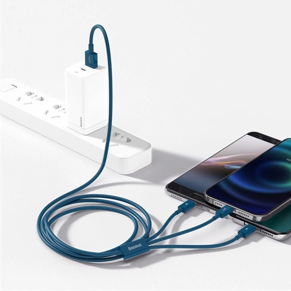 Baseus 3-in-1 USB Cable | Lightning, Type-C & Micro USB 1.5M Blue - MIZO.at