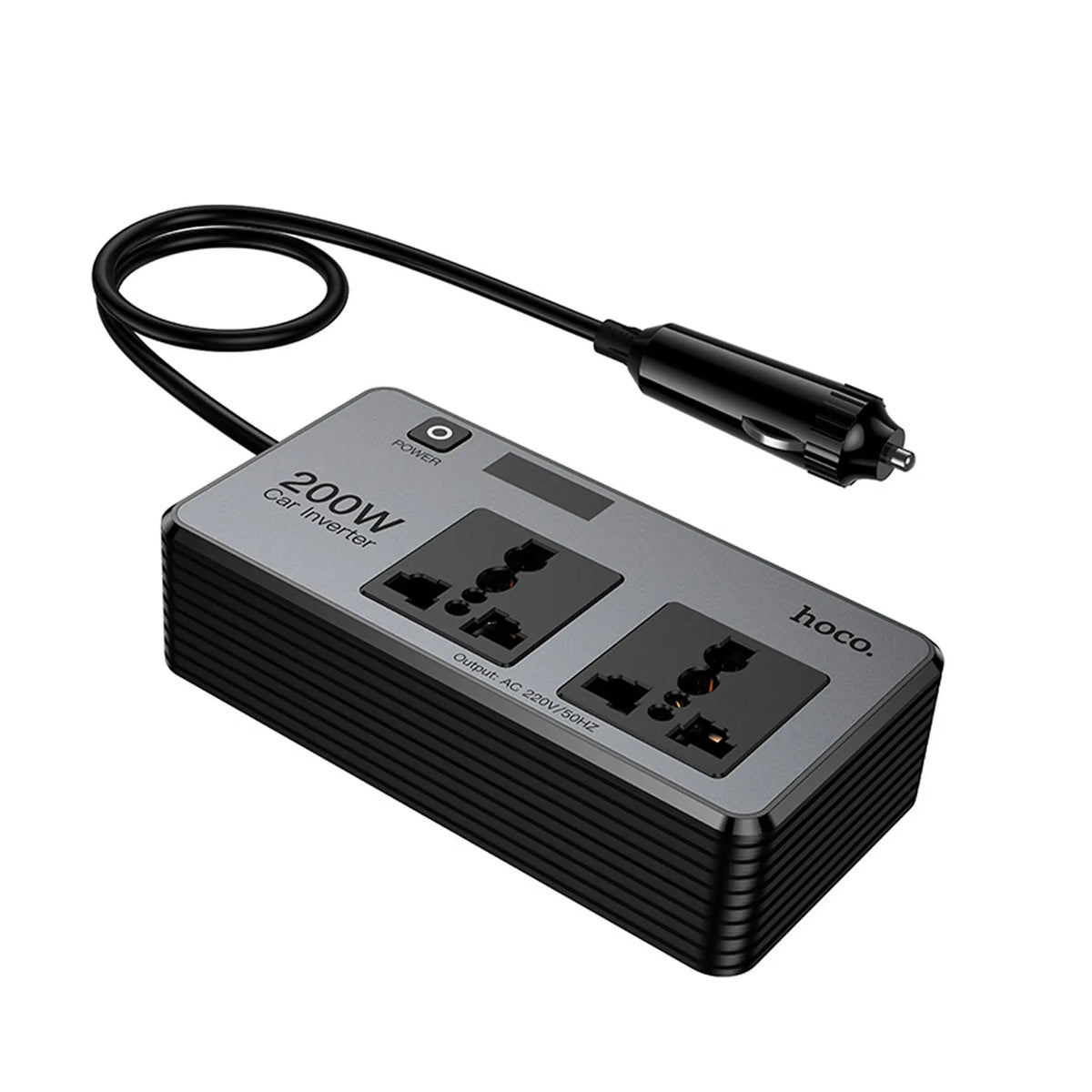 Hoco Z66 KFZ Wechselrichter – 200W, PD 66W, 2x USB, Schwarz