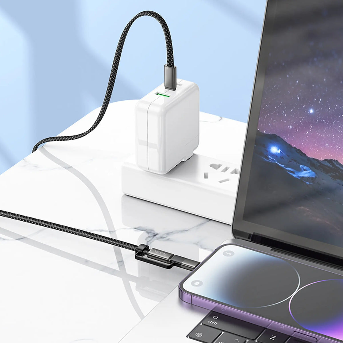 Hoco X125 2in1 USB-C Kabel – USB-C/iP, 60W, 1 m, Schwarz