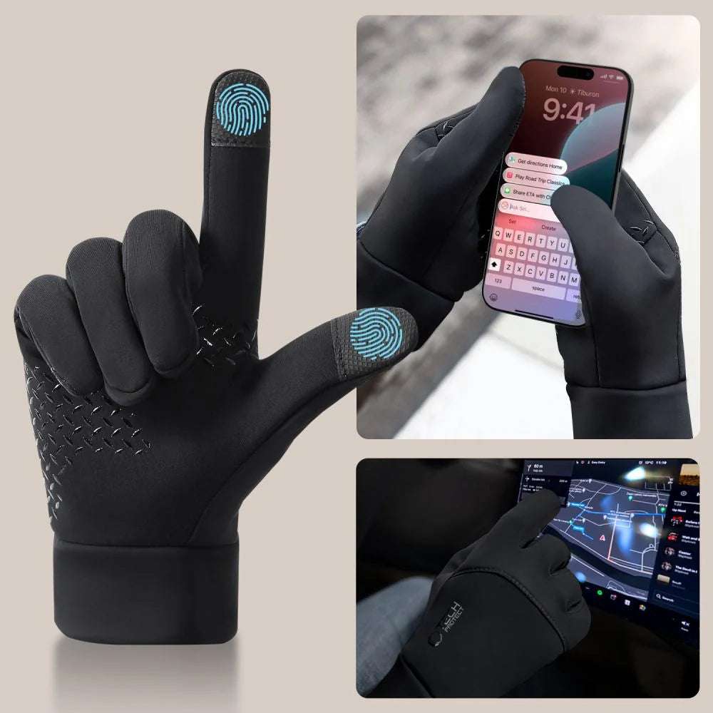 handschuhe winter touchscreen Tech-Protect WG01 Touchscreen Winterhandschuhe - L/M, Schwarz