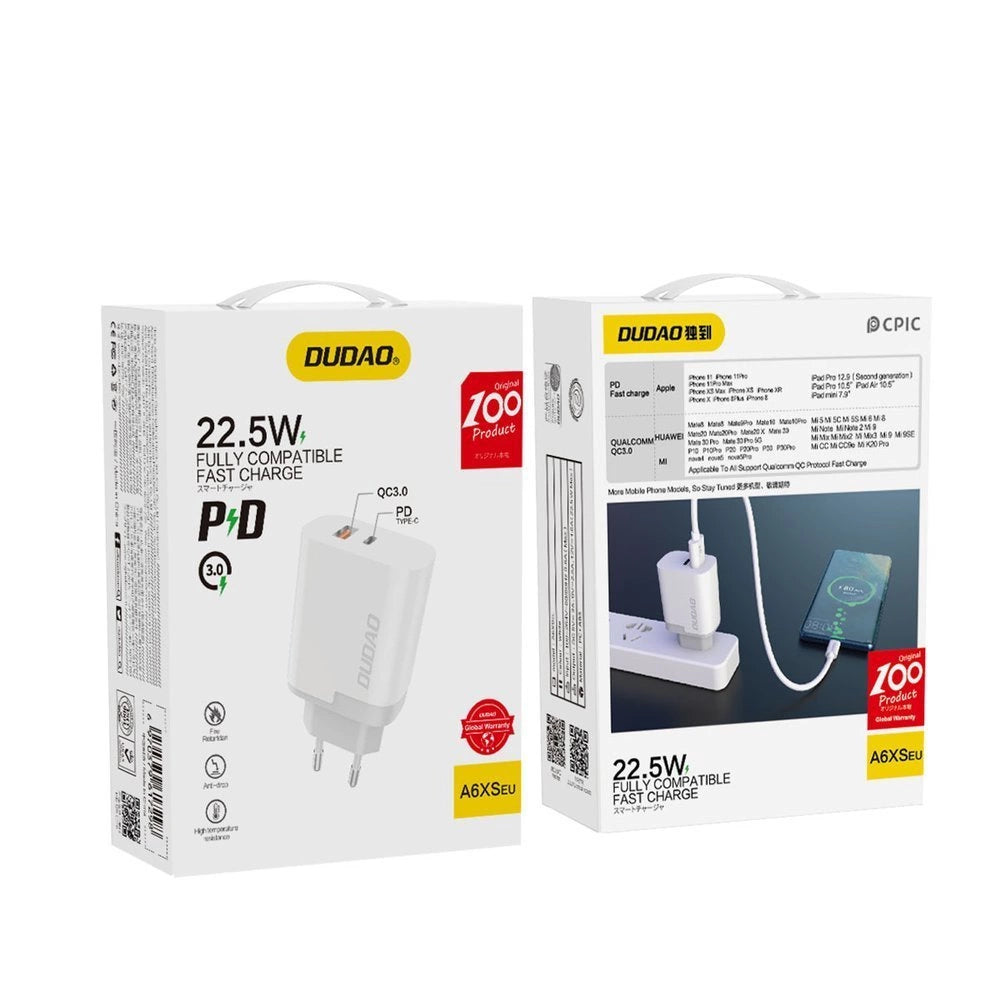 Dudao PD Wall Charger | 22.5W USB-C Fast Charging EU Adapter - MIZO.at