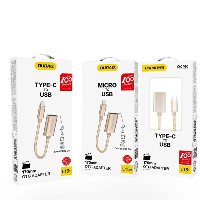 Dudao L15T OTG USB-C Adapter | Type-C Connection Gray - MIZO.at