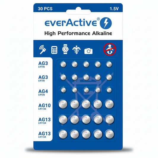 everActive Mini Alkaline Batterien Set 30er – G3/G4/G10/G13