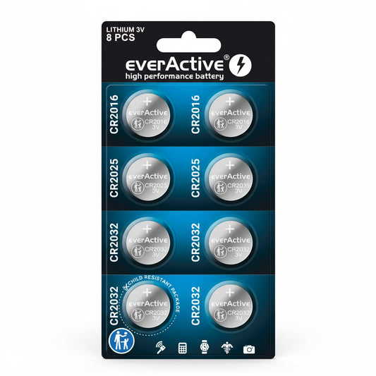 everActive Knopfzellen Set 8er – CR2032/CR2025/CR2016